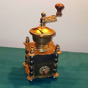 Antique brass coffee grinder